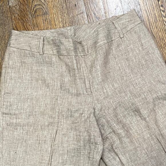 Anne Klein Linen Trousers Size 8 Petite Lined Wide Leg Brown Linen Pants - Picture 2 of 6
